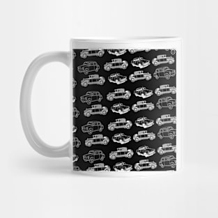 Old Cars Collection Black Background Mug